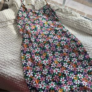 Zara floral fitted black dress